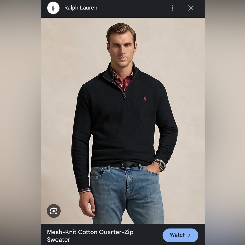 Polo Ralph Lauren Mesh-Knit Cotton Quarter-Zip Sweater